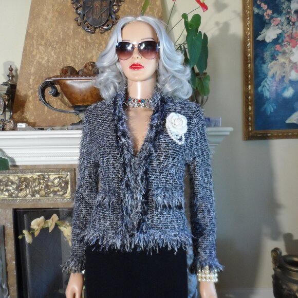 St. John Collection Black Tweed Knit Skirt Suit Size 4 - Picture 4 of 16